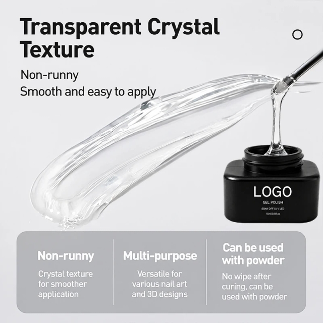 Strong Adhesive No Wipe Resin Uv Gel with Sticking Decorations Custom Gel Rhinestone Glue for Nails 3d 5d Uv Sculpture Gel