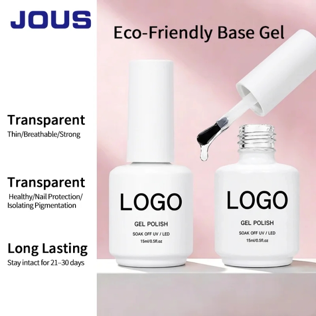 Healthy Eco-friendly Base Gel Private Label HEMA Free Long-Lasting Strong Base Coat Gel Polish No Wipe High Shine UV Gel Base