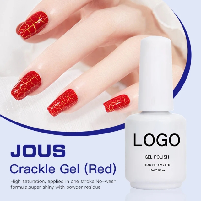 Red Crackle Gel for Nail Art 60s Fast Crack Effect Gel with Color Mixable Formula Creates Unique Cracked Texture & Edgy Design