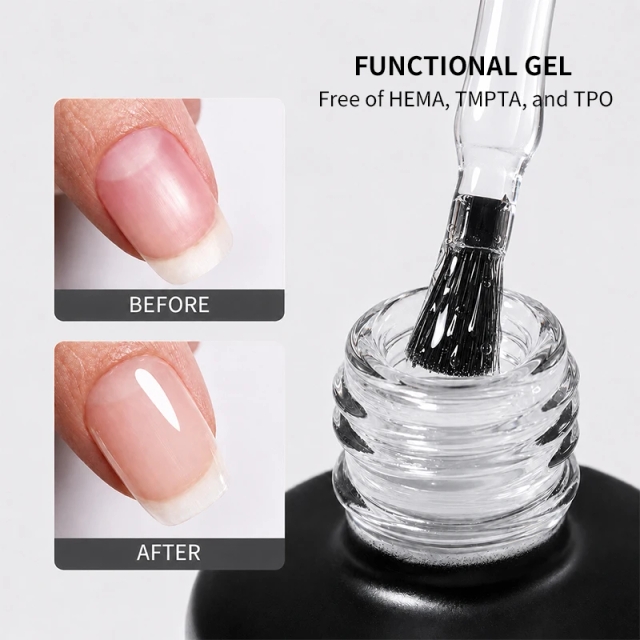 Private Label 15ml Natural Vegan Long Lasting Non-toxic clear Uv Base Coat Gel Polish TPO TMPTA Hema Free Strong Base Coat Gel