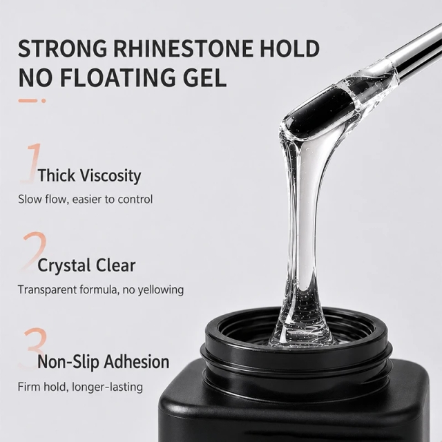 Strong Adhesive No Wipe Resin Uv Gel with Sticking Decorations Custom Gel Rhinestone Glue for Nails 3d 5d Uv Sculpture Gel
