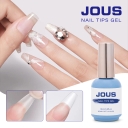 JOUS High Viscosity LED Curable Nail Adhesive Gel for Nail Tips Odorless Strong Hold Glue Replacement with Brush 60s Cure Time