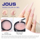 JOUS Painless Soak off Nude UV Gel No Heat Feel & No Yellowing Nail Extensions Glitter Art 60s LED Cure Easy Sculpting