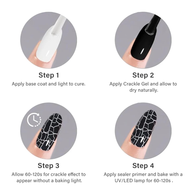 Punk Style Black Crackle Gel for Artistic Nail Effects Latex Gel Custom Color Mixing & Layerable for Textured Edgy Nail Art