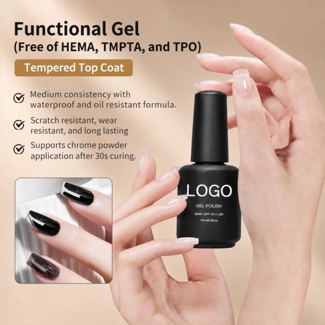High Hardness High Gloss Long Lasting Non-yellowing Tempered Top Coat Gel 1kg 15ml Hema Free clear Odorless Natural Resin Uv Gel