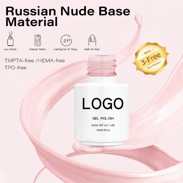 High Transparent Shine Russian Nude Uv Base Coat Gel Polish Material Hema Free Oem Uv Gel Nail Polish Resin Plant Based Nail Gel