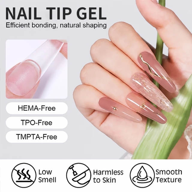 15ml Long Lasting Strong Adhesive Gel Polish for Press on Nails and Nail Tips Wholesale TMPTA Hema TPO Free Nail Glue Gel UV