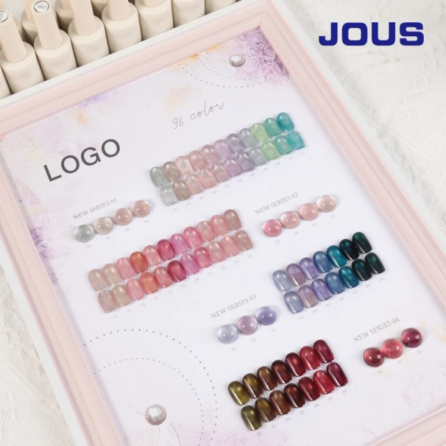 JOUS OEM Private Label 36 Colors Crystal Plated High Pigmented Nail Gel Polish Magnetic Reflective Cat Eye UV Gel Polish Set
