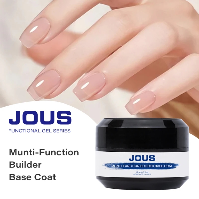 JOUS Building Base Coat Gel for Nail Strengthening & Extension with High Hardness & Leveling Effect Nail Art Construction Gel