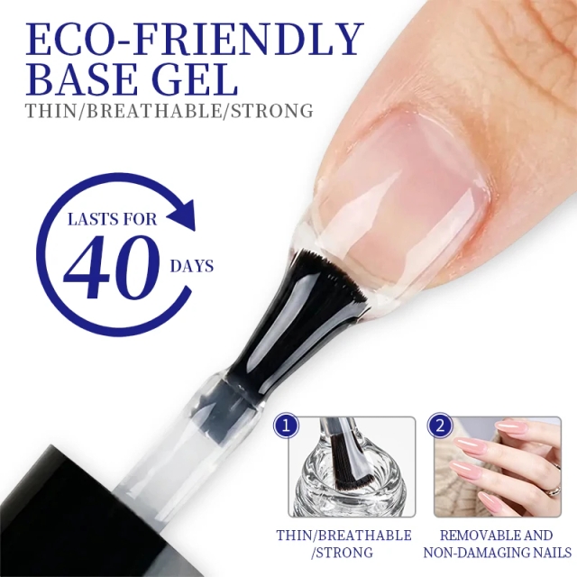 15ml French Style UV LED Chrome Base Gel Color HEMA-Free Pink Nude Rubber Base Coat with Elastic Resin and Rubber Base