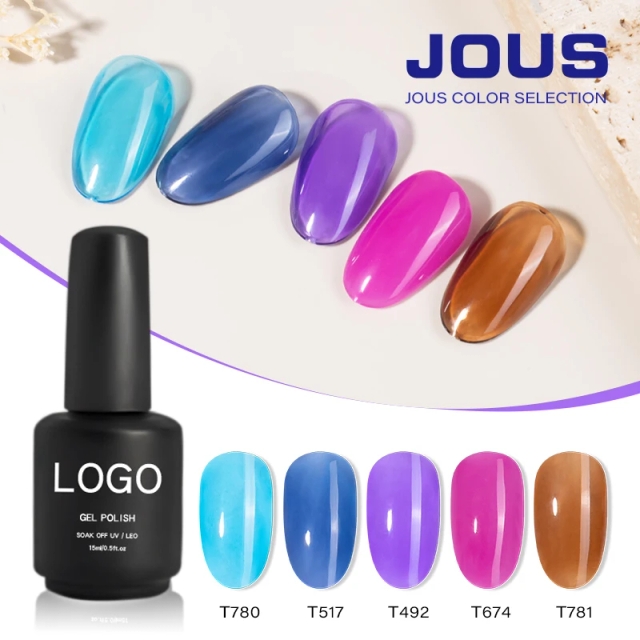 JOUS Sheer Jelly Gel Polish for Gradient Nail Art Milky Semi-Transparent Gel with Buildable Color Layers for French Manicure DIY