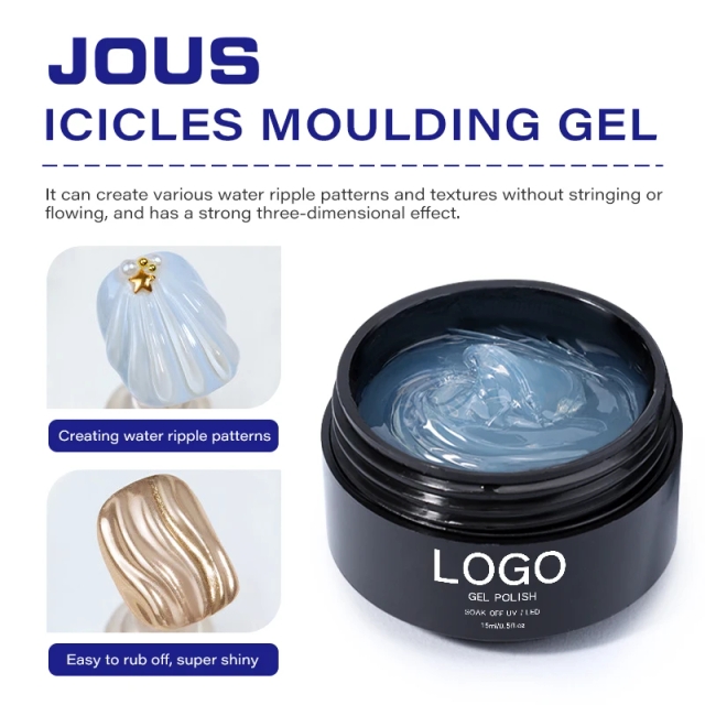 JOUS Professional 30s Cure Icicles Molding Gel for Water Ripple & 3D Nail Art with No-Streak Non-Run & Wash-Free Solid Formula