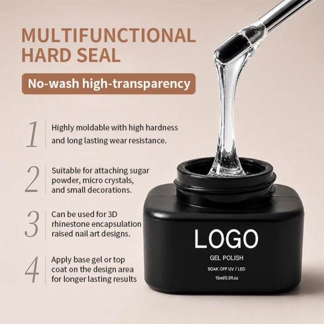 Multifunctional High Hardness Top Coat Gel 1kg 15ml No Wipe Super Shiny Top Coat Nail Polish Uv Gel No Label Uv Cured Gel Polish