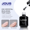 JOUS 15ml LOW Moq Crystal Top Coat Gel No Wipe High Shine Custom logo Vegan Top Coat Para Unas Quick Dry Top Coat Nails