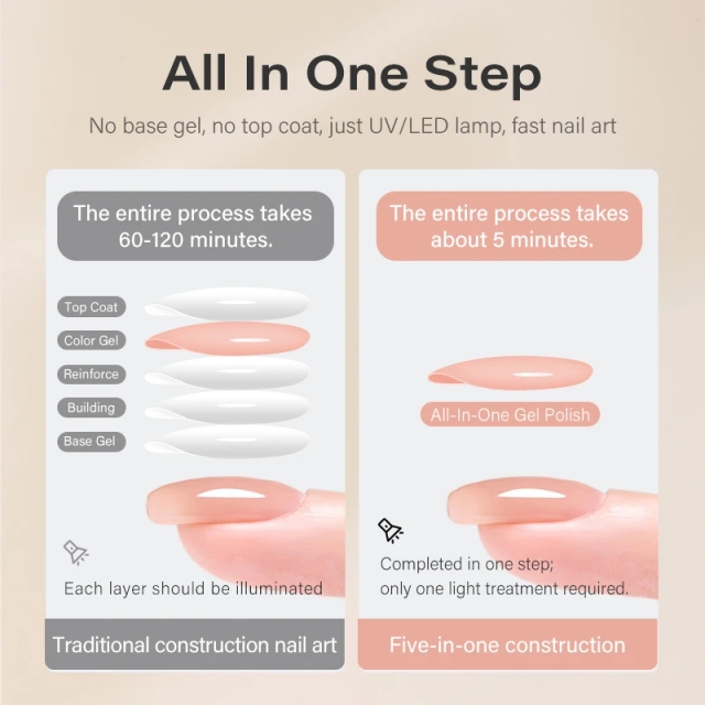 One Step Gel Nail Polish Brands Best With Chrome Base Top Nail Art at Home Starter Manicure Vegan Gel Polish With Logo