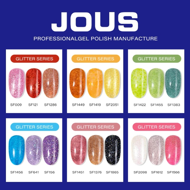 JOUS Dual Effect Glitter Diamond Gel Nail Polish with Sparkle & Reflective Finish for Natural and Flash Light DIY & Salon Use