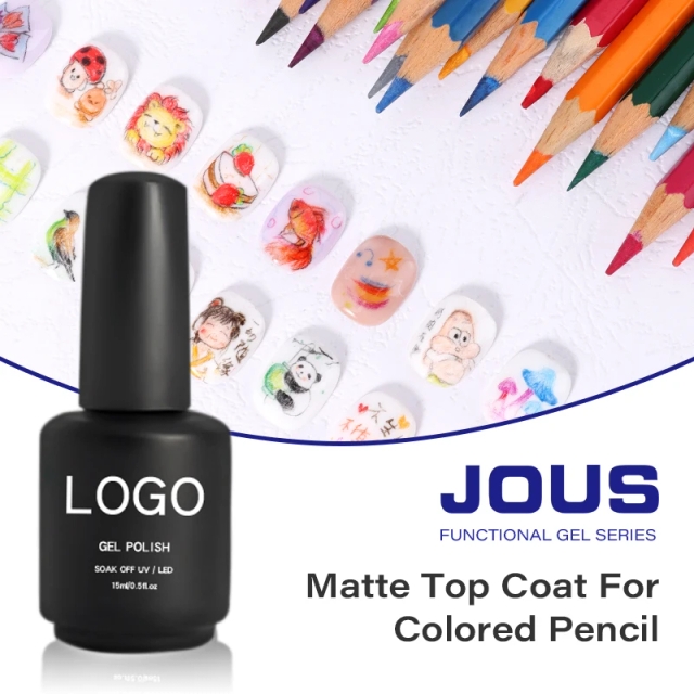 JOUS Wipe Matte Top Coat for Nail Art Pigment Drawing Design with Velvet Finish High Color Pencil Adhesion & No Greasy Residue
