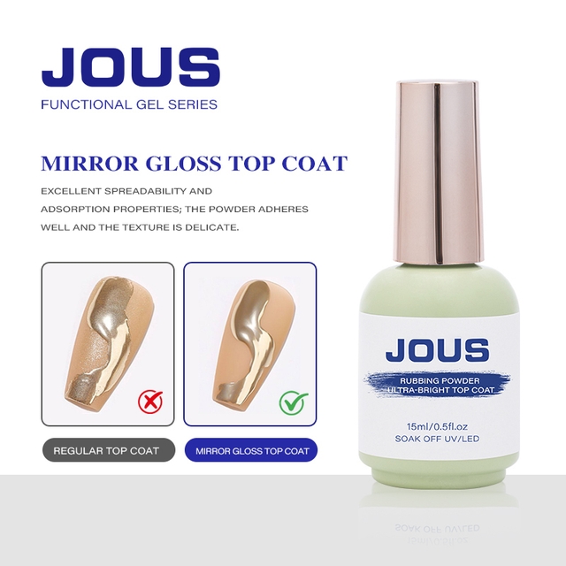 OEM No Wipe Mirror Super Shiny Top Coat for Chrome Powder Soak off Nonstick Matte Top Coat for Chrome Mirror Top Coat Gel