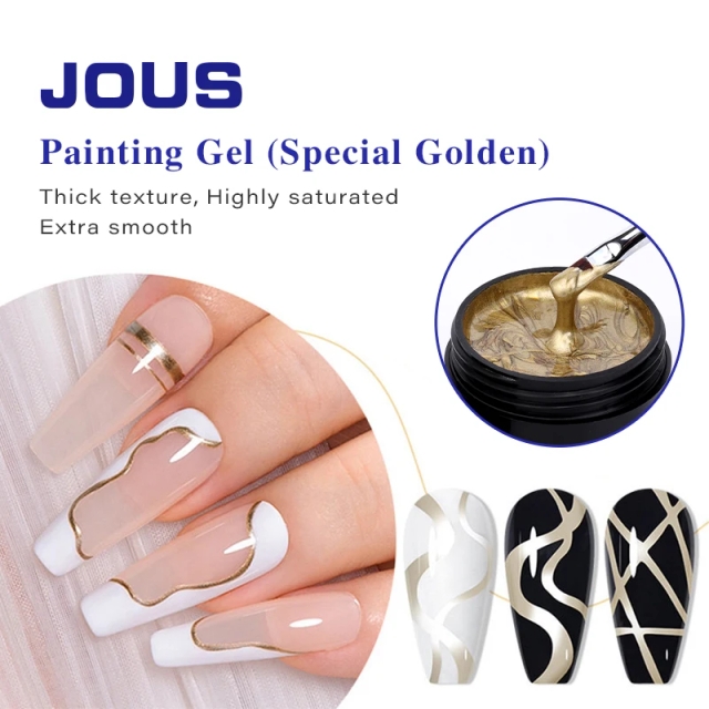 Vibrant Special Golden Nail Art Painting Gel with Adjustable Color & Excellent Opacity for Detail Work & Smooth Gradient Effects
