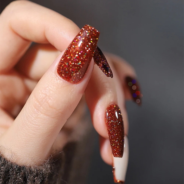 JOUS Dual Effect Glitter Diamond Gel Nail Polish with Sparkle & Reflective Finish for Natural and Flash Light DIY & Salon Use