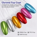 For High Gloss Clear Gel Top Coat Chrome Powder No Wipe Non Stick Long Lasting Mirror Shiny HEMA TPO Free UV Lamp 60s Cure
