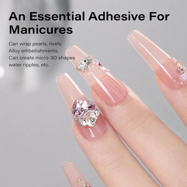 3d Nail Sculpture Carving Gel clear Non Wipe Rhinestone Gel Strong Adhesion Rhinestone Glue for Nails Moding Nail Gel Polish