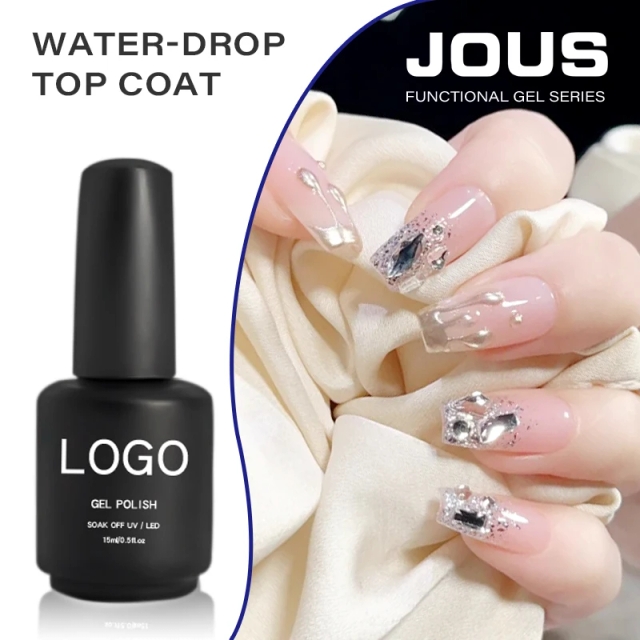 3D Water Drop Top Coat Effect TPO/Hema Free Hot Supplier New Version clear Non Wipe Top Water Drops Gel Nail Polish
