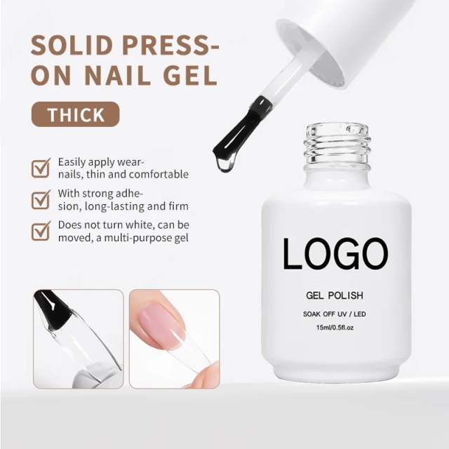 Quick Dry Strong Hold Clear Nail Tips Gel Private Label Nail Glue for Press on Nail Hema Free TPO TMPTA Free Solid Nail Glue Gel