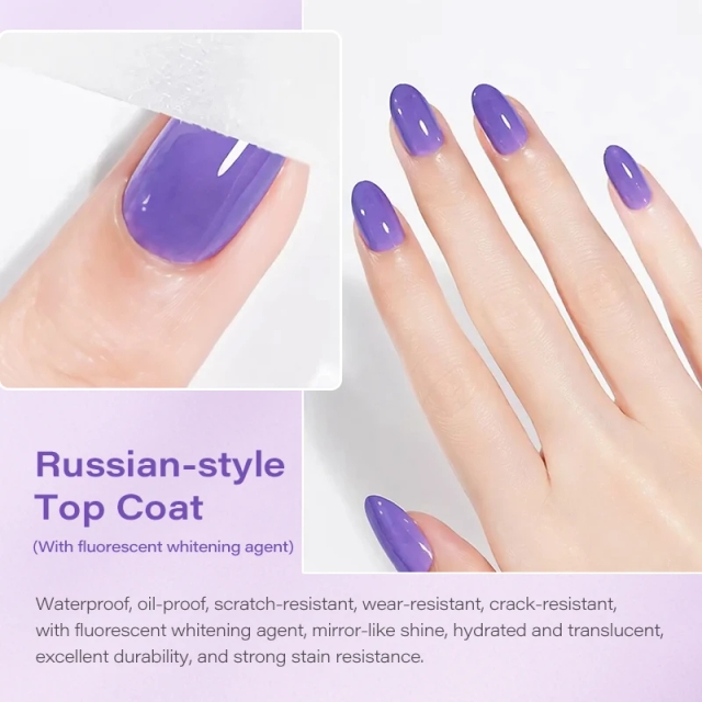 OEM High Hardness Strong Stain Resistance Crack-resistant Russian-style Top Coat Gel Polish Super Shiny diamond Gel Top Coat Gel