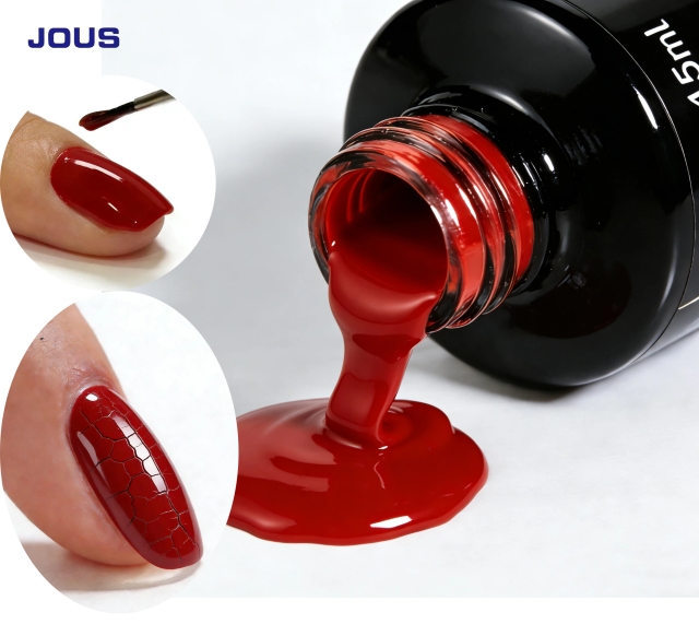 JOUS OEM/ODM Private Label DIY Artistic Cracked Texture Red Gel Polish for Punk Style Nail Art with Easy Layering Application