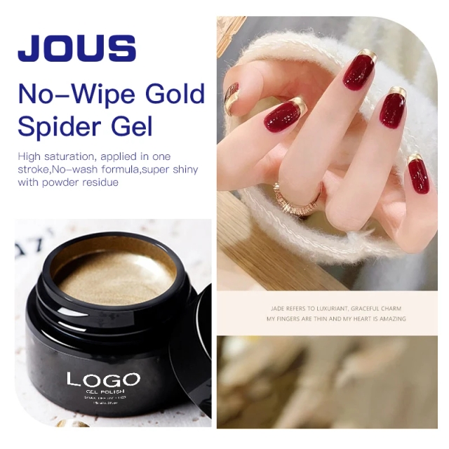 No-Wipe Gold Spider Gel for 3D Nail Art 60s Fast Cure Stretchy with High Elasticity &Strong Adhesion Easily Use for Line Drawing