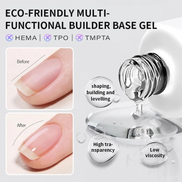CUSTOM LOGO HEMA TMPTA Tpo Free Builder Gel for Nails Self Leveling Rubber Base Gel Nail Polish Set Professional for Salon