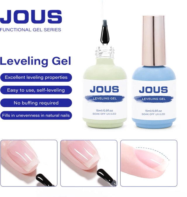 JOUS High-Viscosity Self-Leveling Building Gel for Nails with Easy Control No Filing Needed Perfect C-Curve & Glossy Manicure