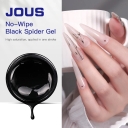 Jet Black No-Wipe Spider Web Gel Nail Art DIY 60s Stretchy Gel for Precise Line Drawing Nail Extension & Mirror Chrome Powder