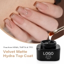 HEMA & TPO-Free clear No Wipe Matte Top Coat Gel Polish Non-yellowing Velvet Top Coat 15ml Uv Gel Nail Polish with Custom logo