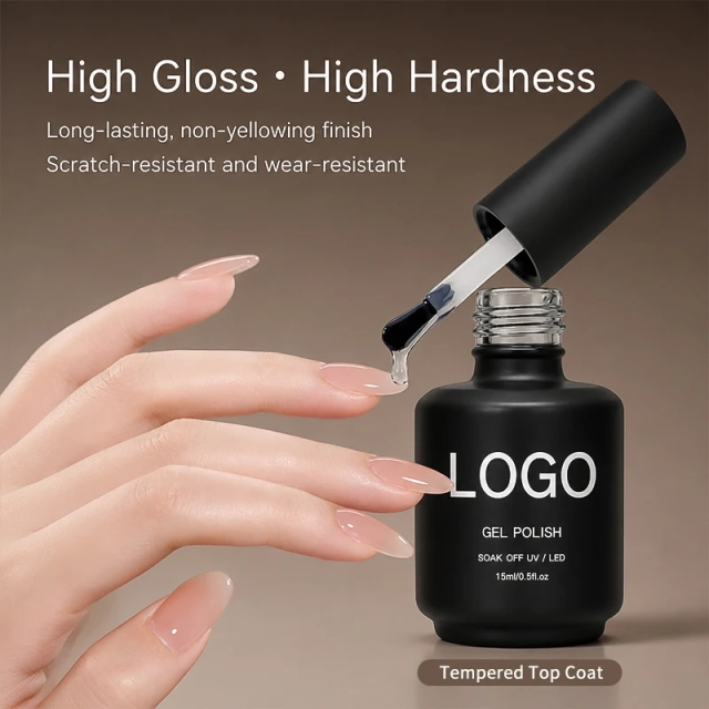 High Hardness High Gloss Long Lasting Non-yellowing Tempered Top Coat Gel 1kg 15ml Hema Free clear Odorless Natural Resin Uv Gel