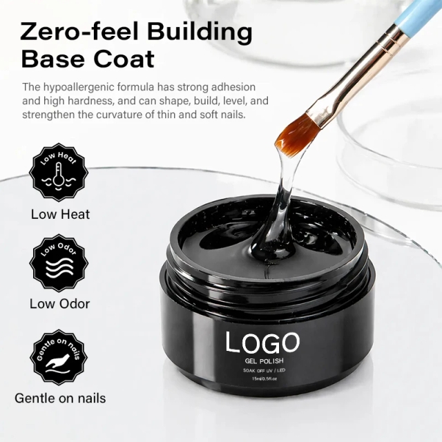 Hema Free TPO Free Builder Base Coat Zero Feel Clear Strengthening Gel Self Leveling Structure Nail Gel for Professional Salons