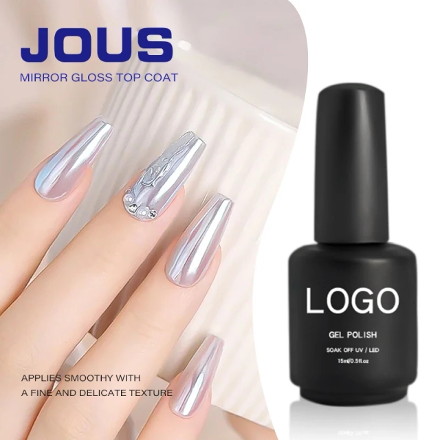 OEM No Wipe Mirror Super Shiny Top Coat for Chrome Powder Soak off Nonstick Matte Top Coat for Chrome Mirror Top Coat Gel