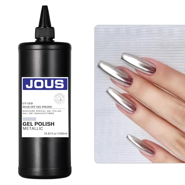 JOUS Mirror Silver Metallic Gel with Super Shiny Reflective Effect for Nail Art Salon Use Soak Off Long Lasting Nail Polish