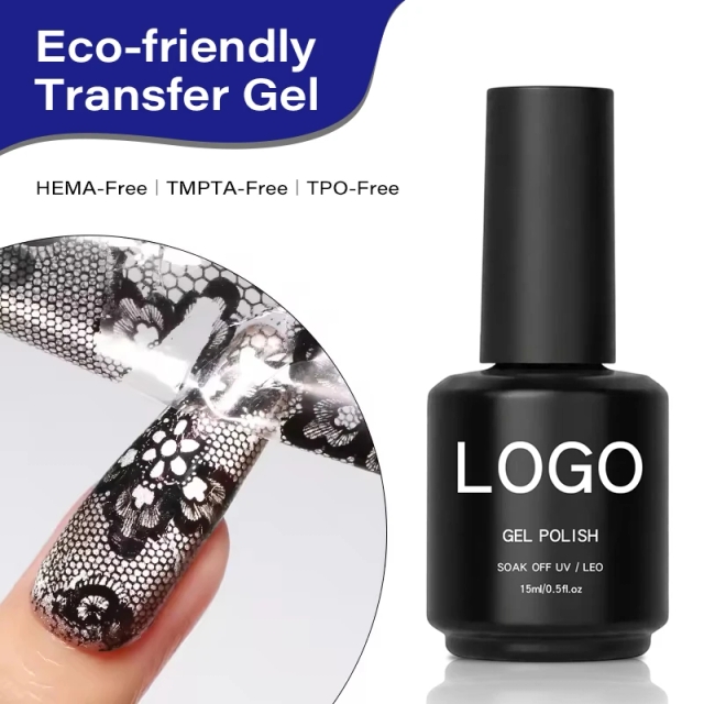 Hema/Tpo/HPMA Free Transfer Gel 15ml Eco-friendly Long-lasting Nail Art Foil Glue Transfer Gel for Nails Glue Art Stickers