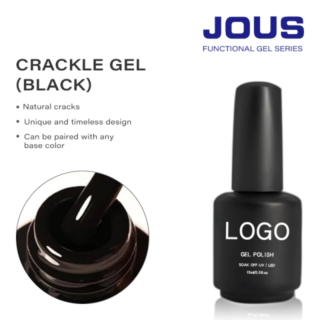 Punk Style Black Crackle Gel for Artistic Nail Effects Latex Gel Custom Color Mixing & Layerable for Textured Edgy Nail Art