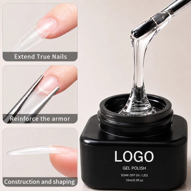 High Transparency No Heat clear Poly Liquid Nail Extension Gel Polish Eco-Friendly Hard Gel Nail  Tpo Free Hema Free