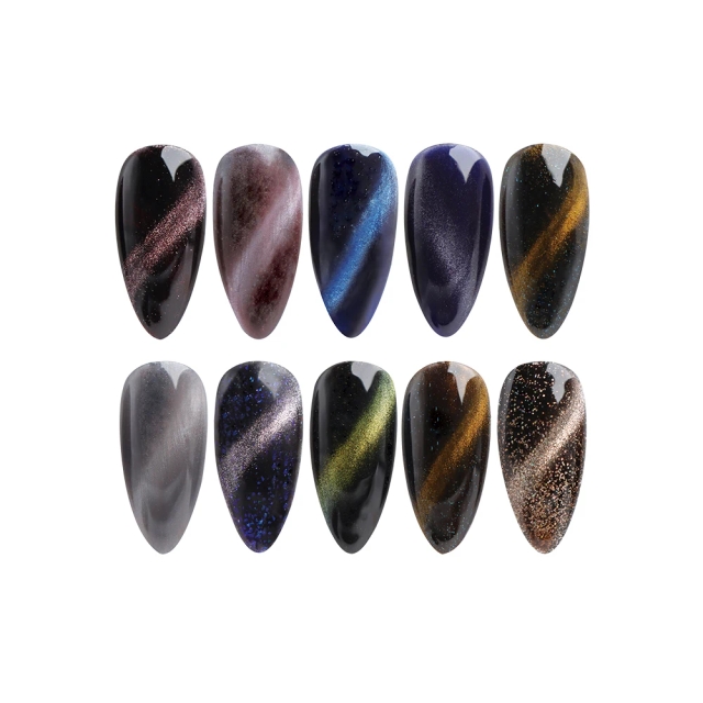 JOUS OEM/ODM Galaxy Effect 9D Cat Eye Nail Polish Gel with Intense Flash White & Nude Colors Soak Off Removable Easy to Apply