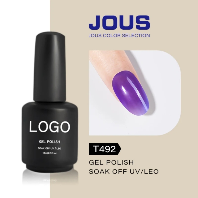 JOUS Semi-Transparent Jelly Effect Purple Milky Gel Polish with Buildable Layered Color for UV/LED Soak Off Manicure Salon Use