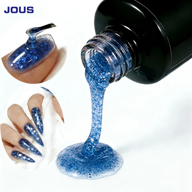 JOUS Vibrant Glitter Gel Polish with Visible Sparkling Sequins and Starlight Effect for Nail Art High Shine Finish Soak Off