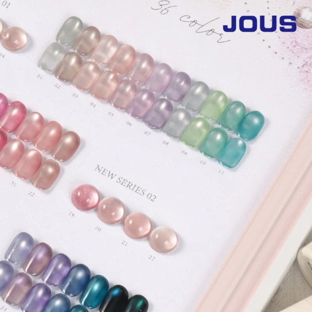 JOUS OEM Private Label 36 Colors Crystal Plated High Pigmented Nail Gel Polish Magnetic Reflective Cat Eye UV Gel Polish Set