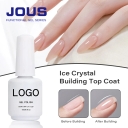 JOUS 15ml LOW Moq Crystal Top Coat Gel No Wipe High Shine Custom logo Vegan Top Coat Para Unas Quick Dry Top Coat Nails