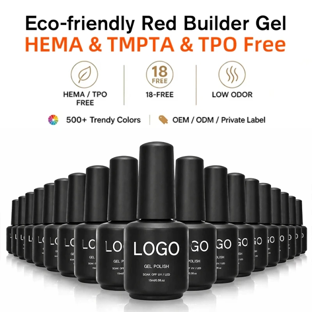 Custom Builder Gel Tpo Free Hema Free TMPTA Free Eco-friendly Red Gel Polish Coleccion Healthy Builder Gel for Nails No Burn 1kg