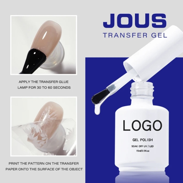 JOUS High Viscosity Transfer Gel Strong Adhesion for Full Nail Foil Transfer Gold Leaf &Glitter Application Lasting &Easy to Use