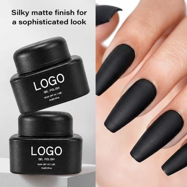 HEMA & TPO-Free clear No Wipe Matte Top Coat Gel Polish Non-yellowing Velvet Top Coat 15ml Uv Gel Nail Polish with Custom logo
